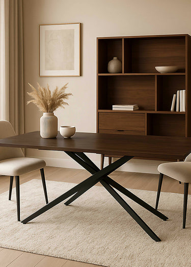 Table à manger extensible en bois foncé Marron/Noir