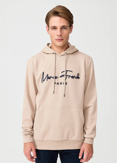 Sweat à capuche molletonné, poche kangourou Beige