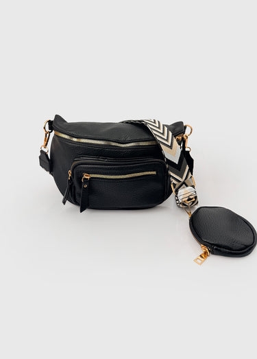 Sac banane fantaisie + porte-monnaie Noir
