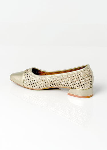 Ballerines métallisées, aspect tressé Dore