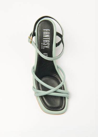 Sandales brides fines avec talon carré Vert