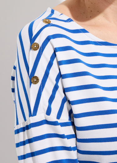 T-shirt marinière rayé manches 3/4 Blanc/Bleu