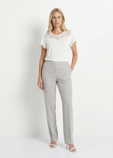 Pantalon droit taille semi-élastiquée Argent