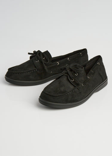 Mocassins suédine à lacets style bateaux Noir