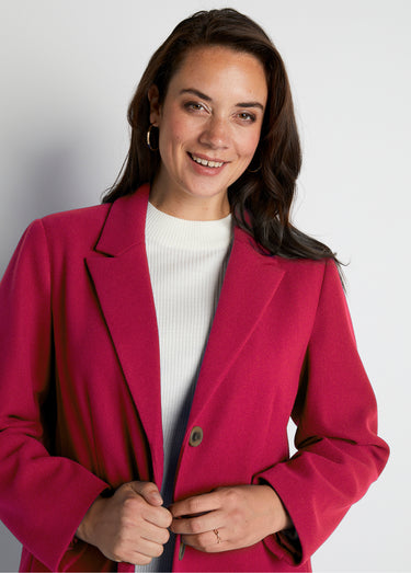 Manteau col tailleur aspect lainage Grenat