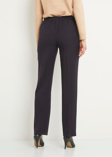Pantalon droit taille semi élastiquée ventre plat Uni Prune