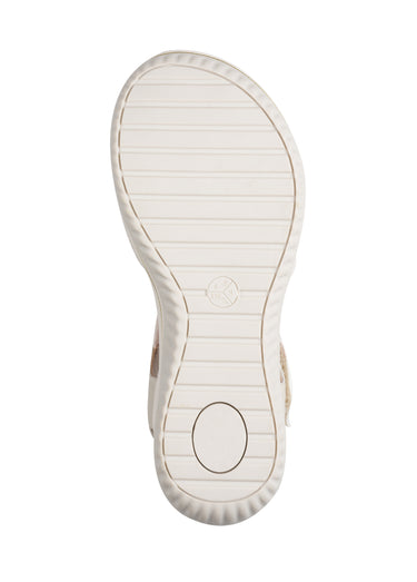 Sandales confort à scratch compensées Beige