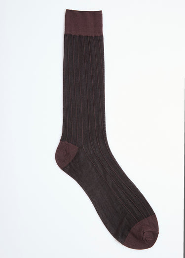 Chaussettes voile à côtes Marron