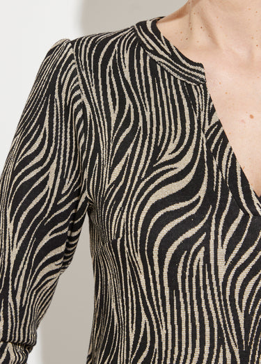 Robe ample courte jacquard zébré Noir / Blanc