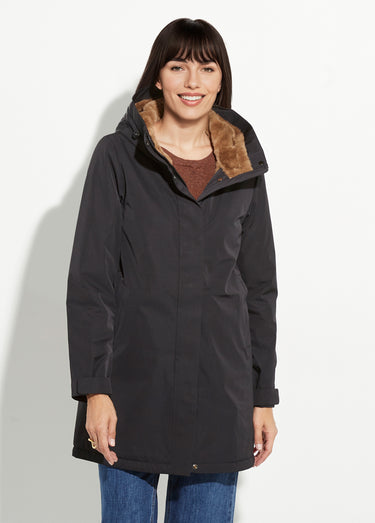 Parka chaude déperlante doublure fourrure Noir
