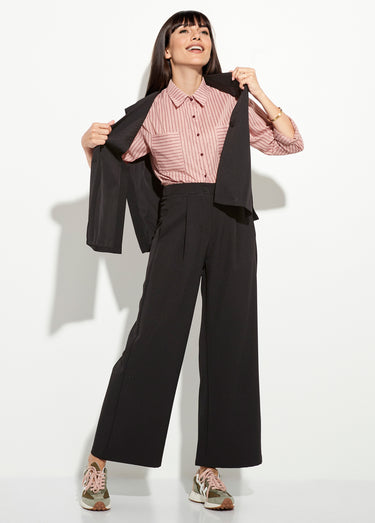 Pantalon tailleur fluide élastiqué Noir
