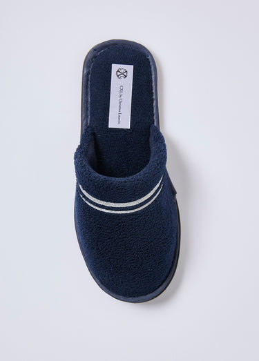 Chaussons façon mules, lignes contrastées Bleu