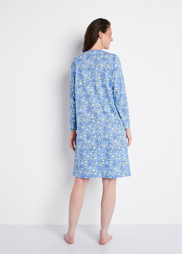 Chemise de nuit imprimé végétal Bleu