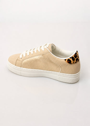 Baskets métallisées léopard détail éclair Beige Leopard