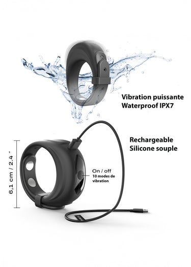 Sextoy cockring pénien, Fit vibe ring Noir