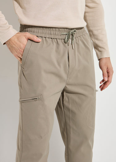 Pantalon en toile, taille elastiquée Kaki