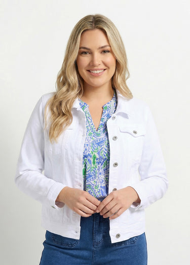 Veste en jean coupe droite stretch Blanc