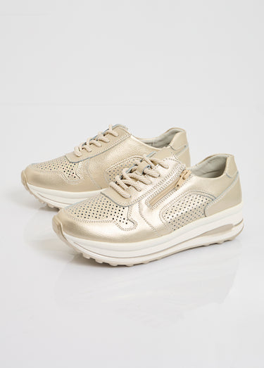 Baskets zippées en cuir compensées Dore