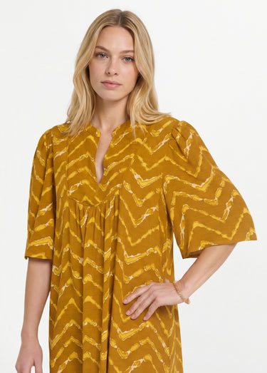 Robe ethnique courte manches évasées Safran