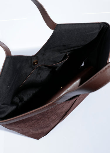 Sac cabas en suédine effet tressé Chocolat