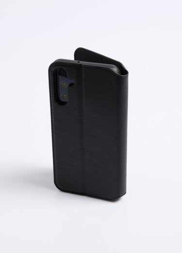 Étui aspect cuir pour Samsung A15 Noir
