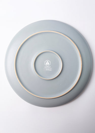 Service de table en grès émaillé 12 pièces, Iris 1 Bleu / Gris