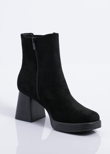 Bottines compensées suédine, talon haut Noir