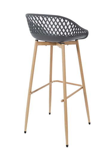 Tabouret de bar avec dossier ajouré Gris