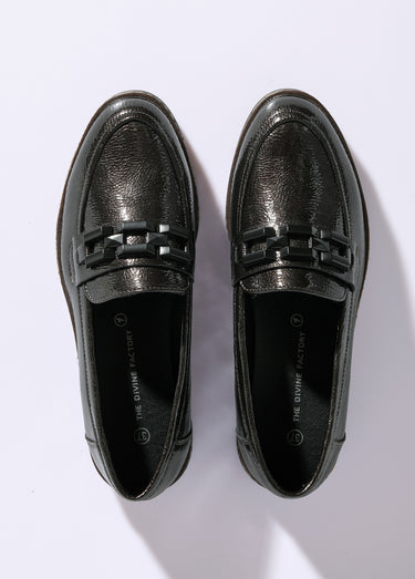 Mocassins semelle compensée style rock Gris