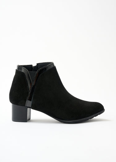 Low boots zippées largeur confort cuir Velours Noir