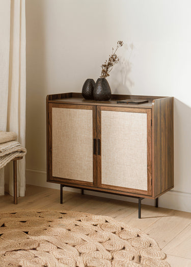 JETSON Buffet 2 portes tissu effet noyer Bois Fonce