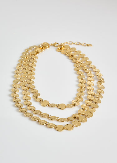 Collier 3 rangs pastilles en acier inox Dore
