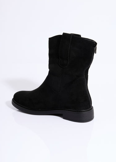 Bottines plates en suédine Noir