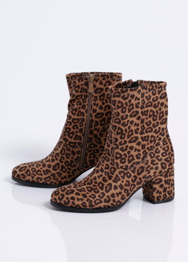 Boots en suédine léopard à talon haut Leopard