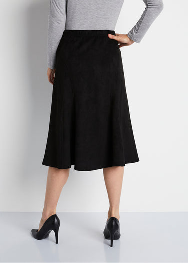 Jupe longue évasée maille suédée Noir