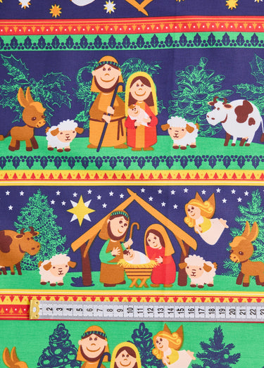 Coupon tissu crèche de Noël 0,5m x 1,45m Imp Creche