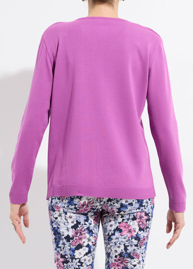 Pull fin col V manches longues Magenta