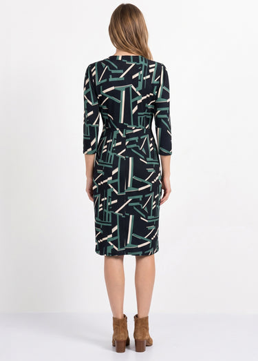 Robe cache-coeur courte imprimé graphique Noir/Vert