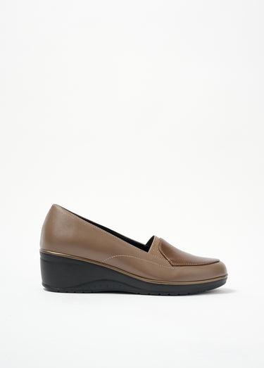 Mocassins largeur confort élastiqués compensés Marron/Bronze