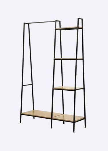 Penderie métal 5 tablettes + barre Bois