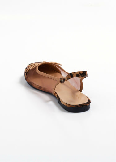 Ballerines plates en résille talon ouvert Leopard