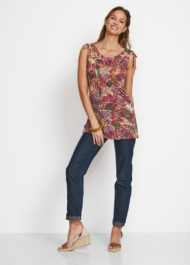 T-shirt long coupe débardeur Imprime Tomette