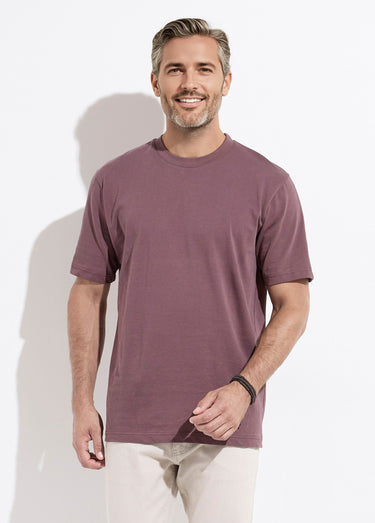 T-shirt col rond en coton épais Prune
