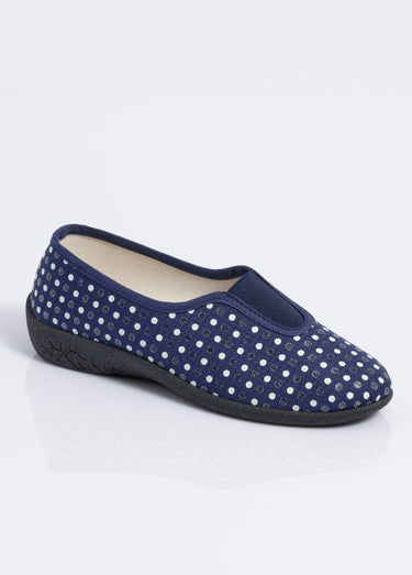 Chaussons ballerines élastiqués largeur confort Marine
