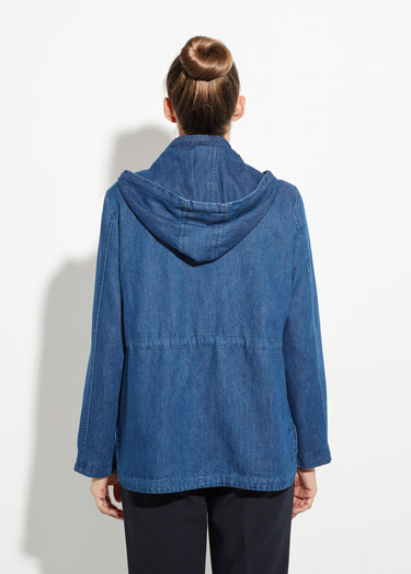 Parka en denim avec capuche amovible Bleu Jean