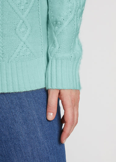 Pull chaud court col montant torsades Vert