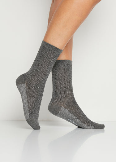 Chaussettes fantaisie maille en brillante Gris Lot2