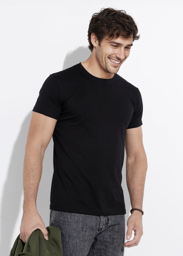 T-shirt col rond coupe ajustée Noir