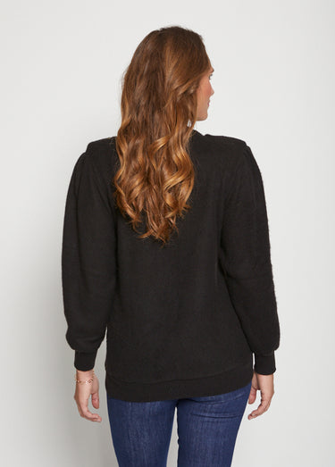Pull doux scintillant col rond Noir/Dore