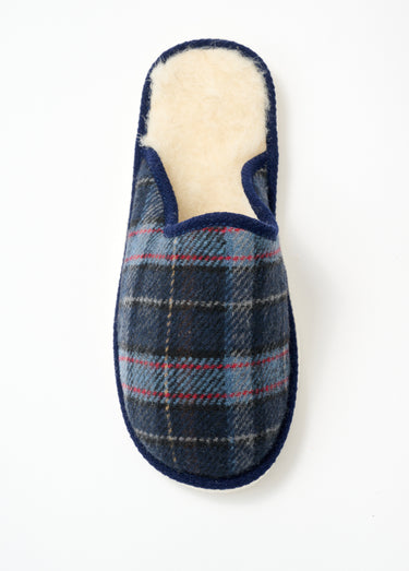 Chaussons mules mixtes tissu écossais Ecossais Bleu